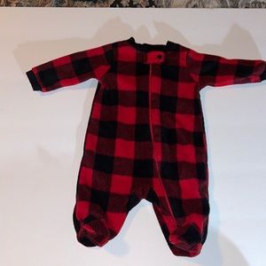 Garanimals newborn one piece Footie red and black check fleece full zip 🦬 check